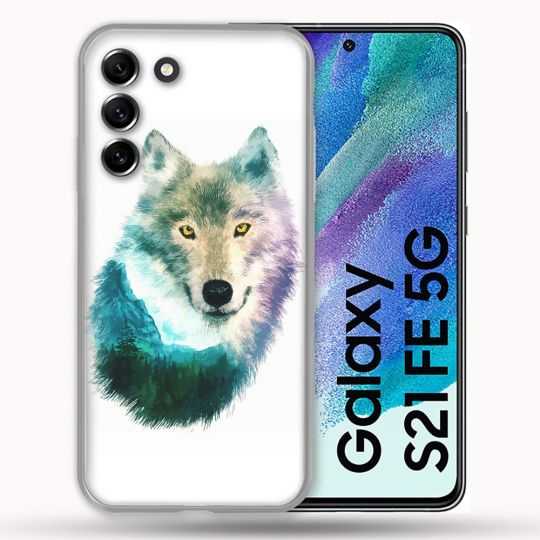 Coque Pour Samsung Galaxy S21 FE / S21FE Animal Loup Montagne