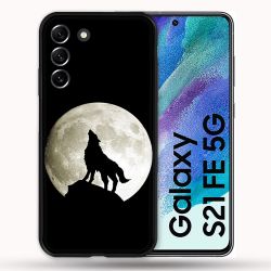 Coque Pour Samsung Galaxy S21 FE / S21FE Animal Loup Noir