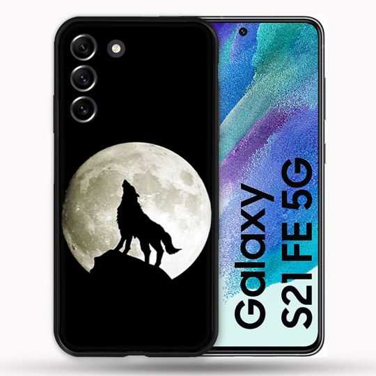 Coque Pour Samsung Galaxy S21 FE / S21FE Animal Loup Noir