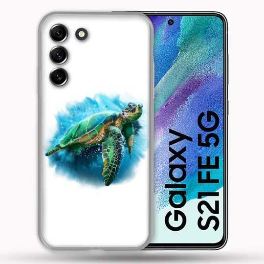 Coque Pour Samsung Galaxy S21 FE / S21FE Animal Tortue Blanche multicolore