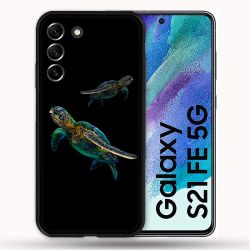 Coque Pour Samsung Galaxy S21 FE / S21FE Animal Tortue Noire multicolore