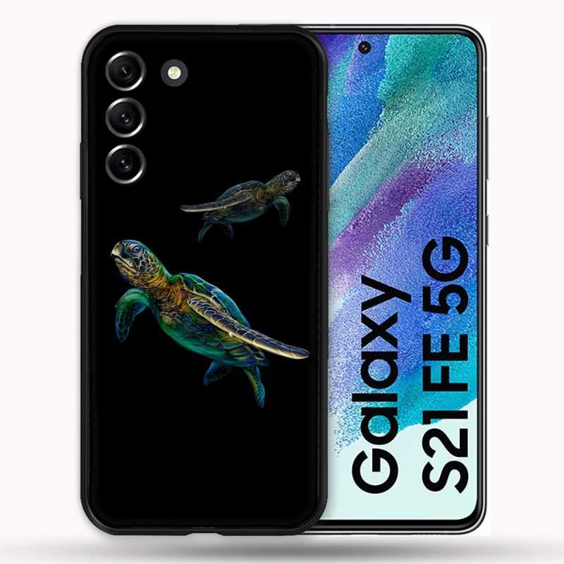 Coque Pour Samsung Galaxy S21 FE / S21FE Animal Tortue Noire multicolore