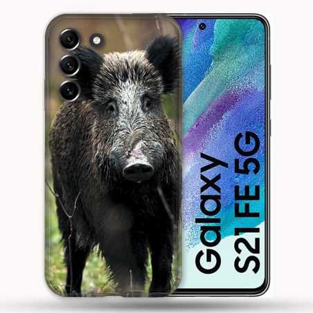 Coque Pour Samsung Galaxy S21 FE / S21FE Chasse Sanglier bois