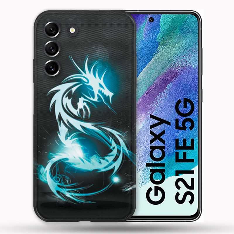 Coque Pour Samsung Galaxy S21 FE / S21FE Fantastique Dragon Bleu