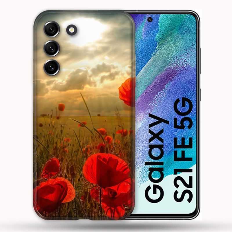 Coque Pour Samsung Galaxy S21 FE / S21FE Fleur Coquelicot