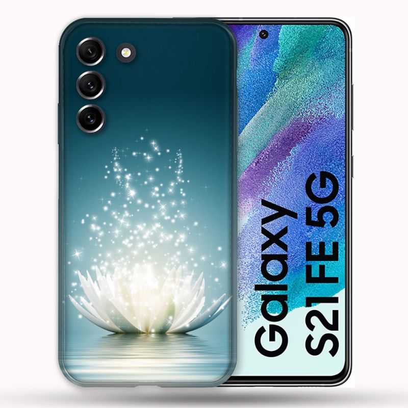 Coque Pour Samsung Galaxy S21 FE / S21FE Fleur Lotus Blanc