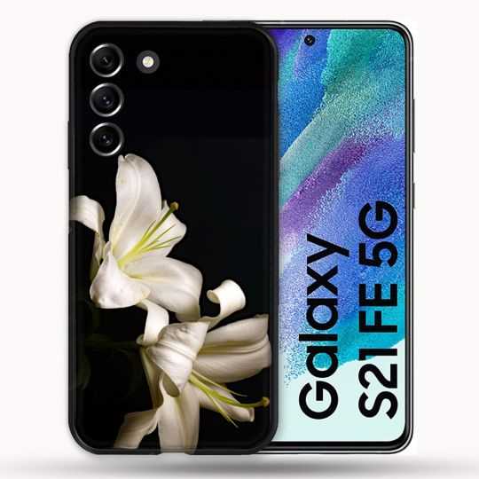 Coque Pour Samsung Galaxy S21 FE / S21FE Fleur Lys Noir