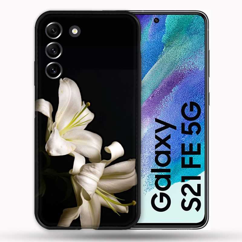 Coque Pour Samsung Galaxy S21 FE / S21FE Fleur Lys Noir