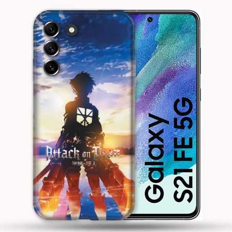 Coque Pour Samsung Galaxy S21 FE / S21FE Manga Attaque Titans Soleil
