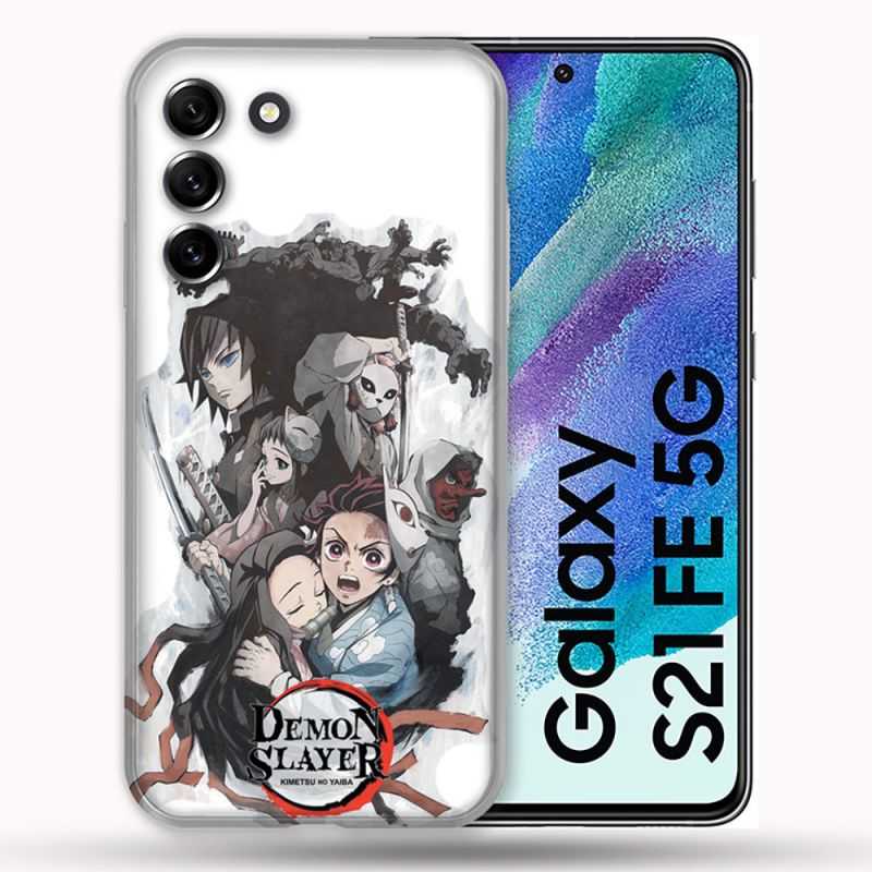 Coque Pour Samsung Galaxy S21 FE / S21FE Manga Demon Slayer Blanc