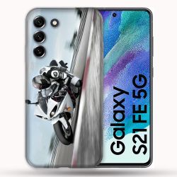 Coque Pour Samsung Galaxy S21 FE / S21FE Moto Course GP Blanche