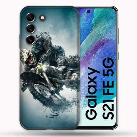 Coque Pour Samsung Galaxy S21 FE / S21FE Moto Cross Ombre