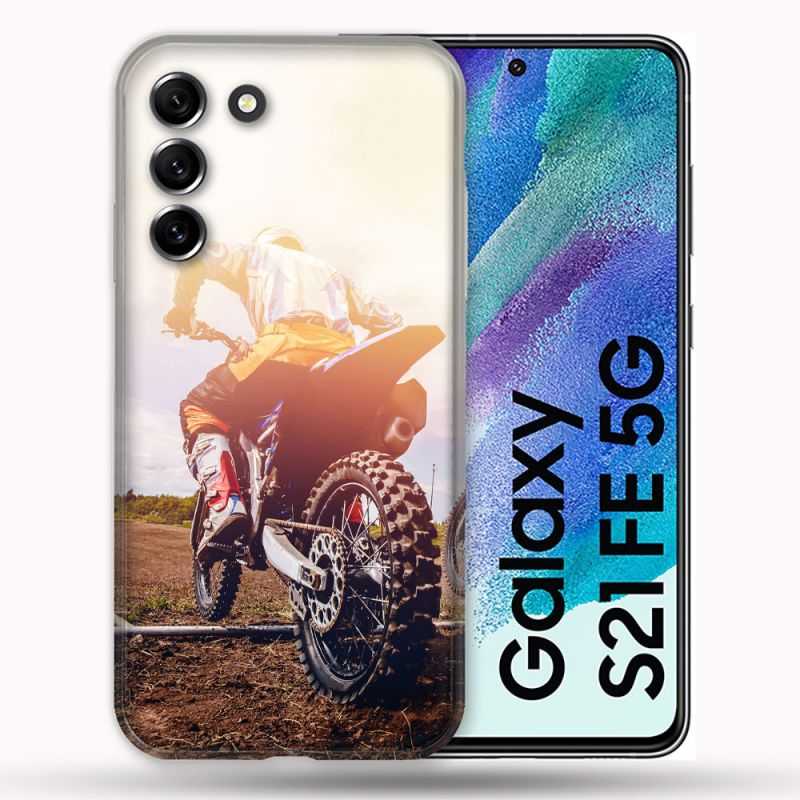 Coque Pour Samsung Galaxy S21 FE / S21FE Moto Cross Soleil