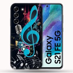 Coque Pour Samsung Galaxy S21 FE / S21FE Musique Cle Sol Bleu