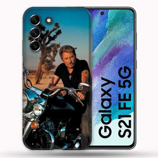 Coque Pour Samsung Galaxy S21 FE / S21FE Musique Johnny Hallyday Moto