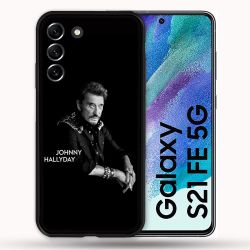 Coque Pour Samsung Galaxy S21 FE / S21FE Musique Johnny Hallyday Noir