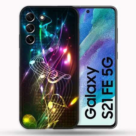 Coque Pour Samsung Galaxy S21 FE / S21FE Musique Partition Multicolore