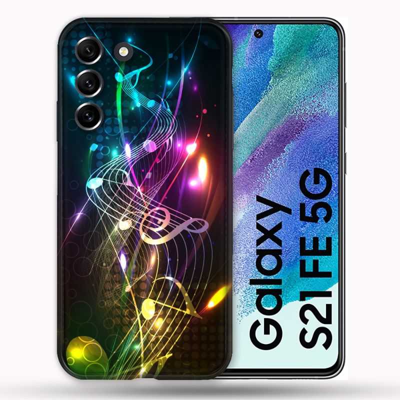Coque Pour Samsung Galaxy S21 FE / S21FE Musique Partition Multicolore