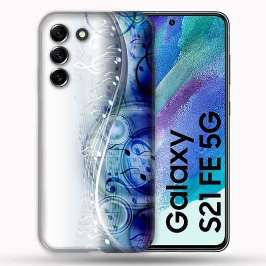 Coque Pour Samsung Galaxy S21 FE / S21FE Musique Partition Vague