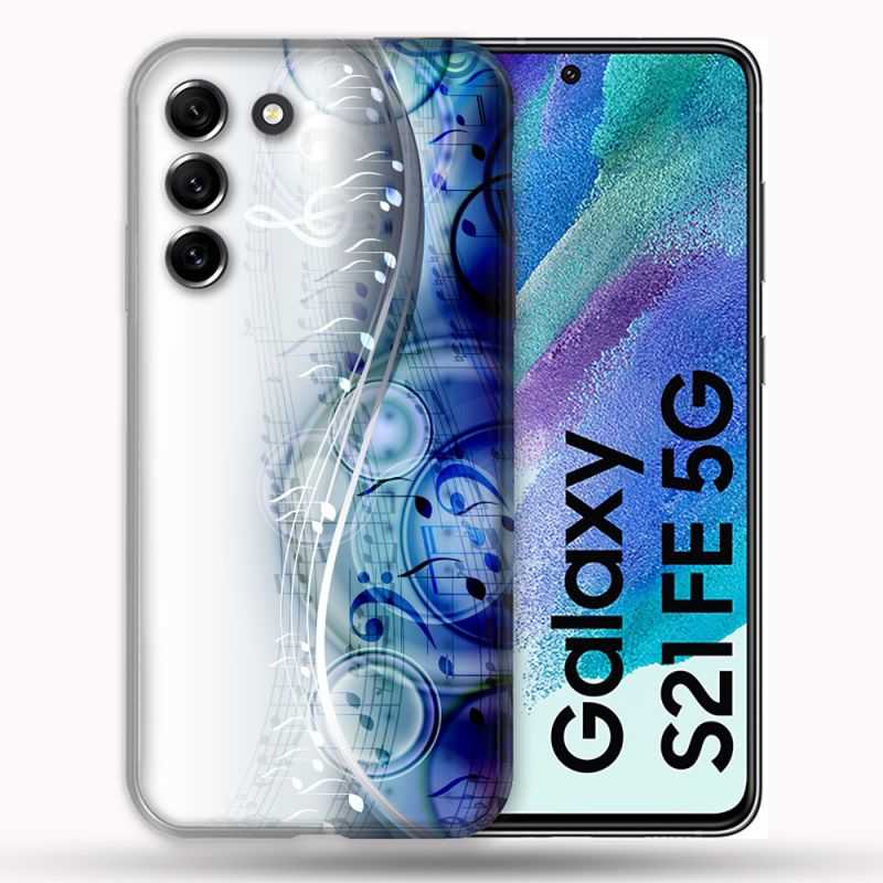 Coque Pour Samsung Galaxy S21 FE / S21FE Musique Partition Vague