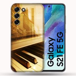 Coque Pour Samsung Galaxy S21 FE / S21FE Musique Piano Retro
