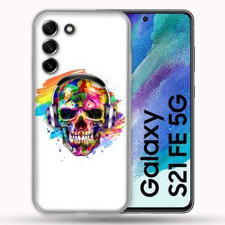 Coque Pour Samsung Galaxy S21 FE / S21FE Tete de Mort Tag