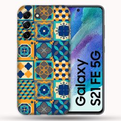 Coque Pour Samsung Galaxy S21 FE / S21FE Texture Carreau Ciment Orange