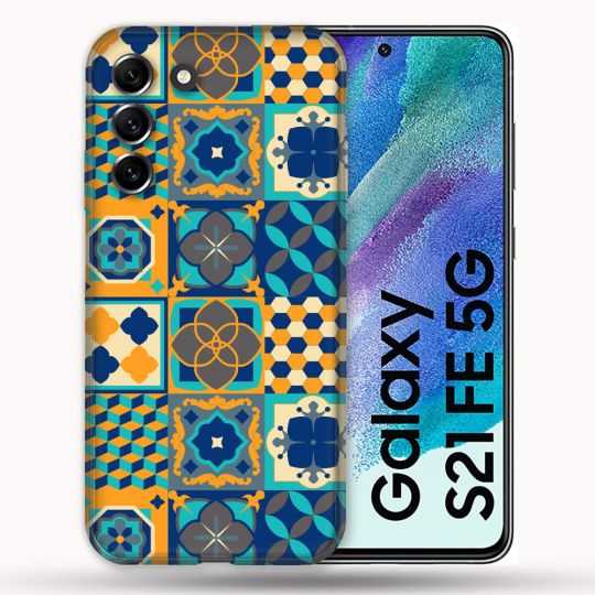 Coque Pour Samsung Galaxy S21 FE / S21FE Texture Carreau Ciment Orange