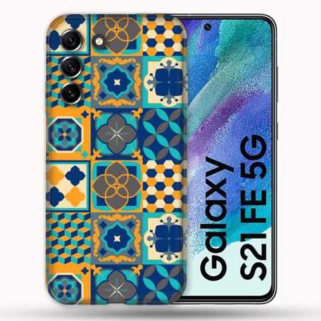 Coque Pour Samsung Galaxy S21 FE / S21FE Texture Carreau Ciment Orange