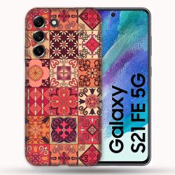 Coque Pour Samsung Galaxy S21 FE / S21FE Texture Carreau Ciment Rouge