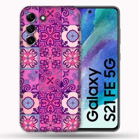 Coque Pour Samsung Galaxy S21 FE / S21FE Texture Carreau Ciment Violet