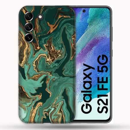Coque Pour Samsung Galaxy S21 FE / S21FE Texture Marbre Vert