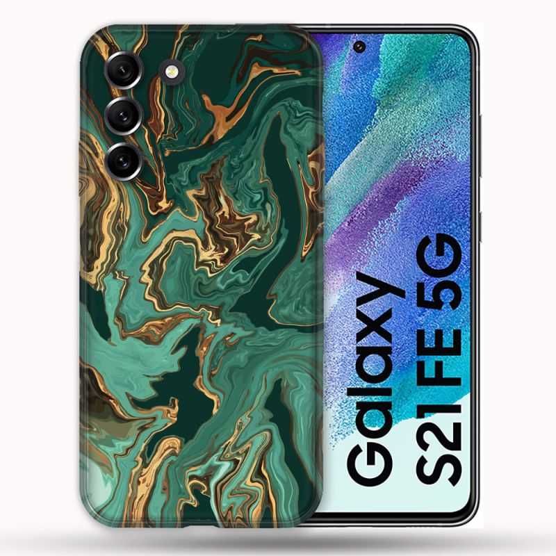 Coque Pour Samsung Galaxy S21 FE / S21FE Texture Marbre Vert
