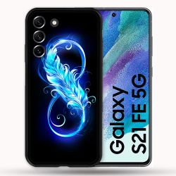 Coque Pour Samsung Galaxy S21 FE / S21FE Texture Plume Infini Bleu