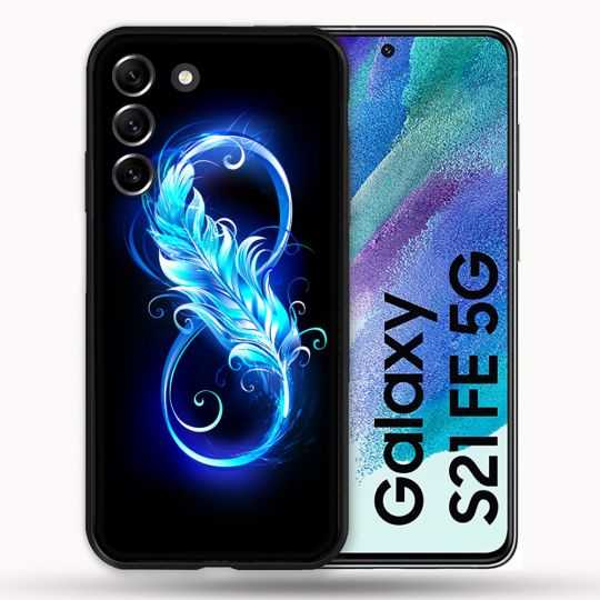 Coque Pour Samsung Galaxy S21 FE / S21FE Texture Plume Infini Bleu