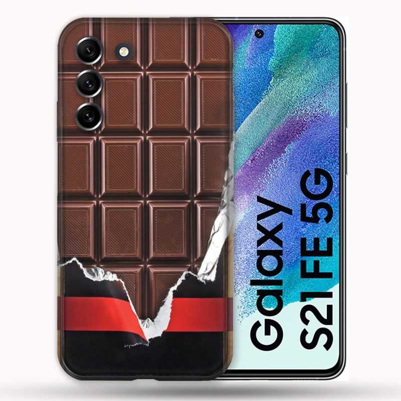 Coque Pour Samsung Galaxy S21 FE / S21FE Texture Trompe Oeil Chocolat