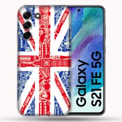 Coque Pour Samsung Galaxy S21 FE / S21FE Voyage Angleterre Blanc