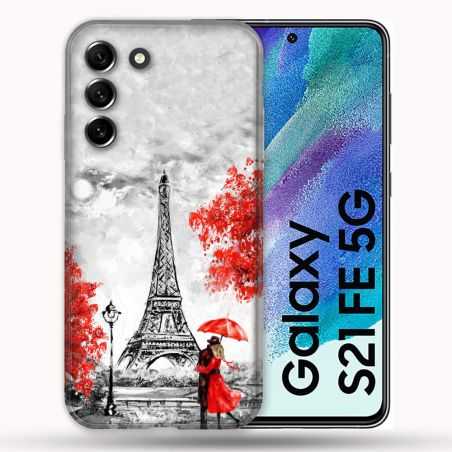 Coque Pour Samsung Galaxy S21 FE / S21FE Voyage France Paris Rouge