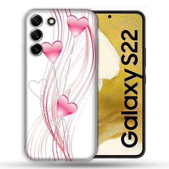 Coque Pour Samsung Galaxy S22 Amour Coeur Rose Montant sur Blanc