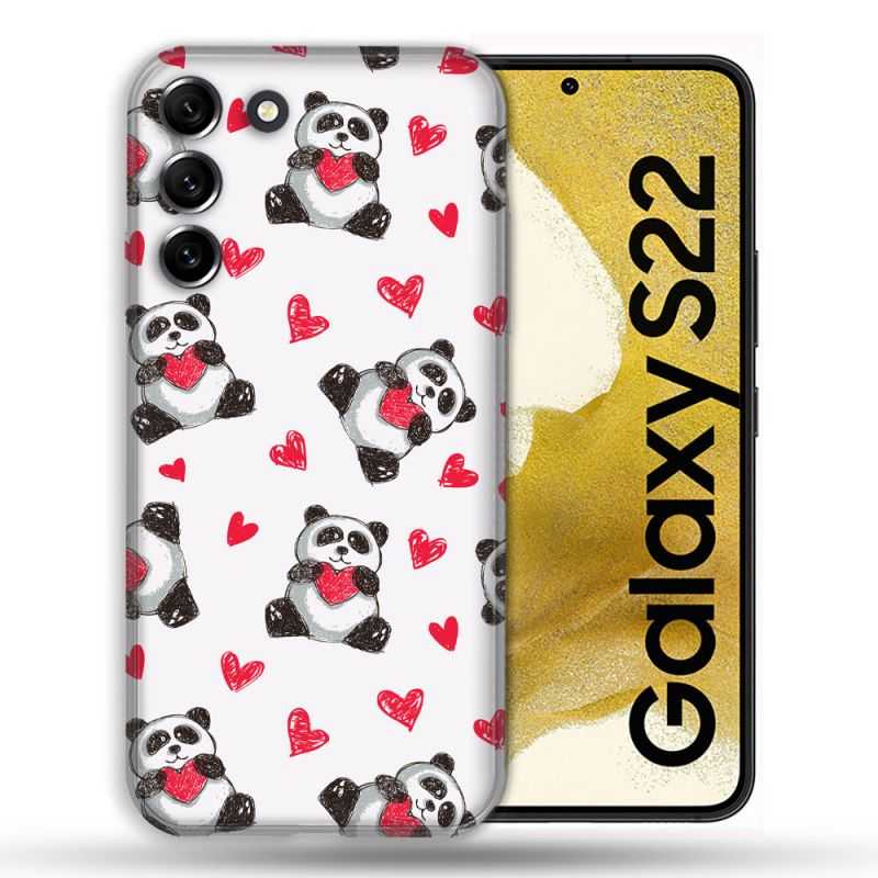 Coque Pour Samsung Galaxy S22 Animal Panda Cœur