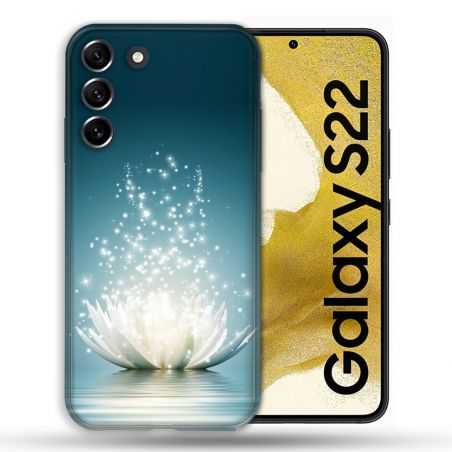 Coque Pour Samsung Galaxy S22 Fleur Lotus Blanc