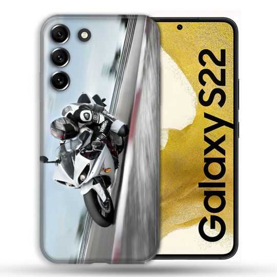Coque Pour Samsung Galaxy S22 Moto Course GP Blanche
