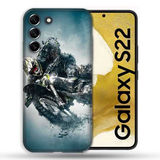 Coque Pour Samsung Galaxy S22 Moto Cross Ombre