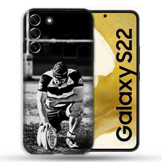 Coque Pour Samsung Galaxy S22 Sport Rugby Noir Blanc