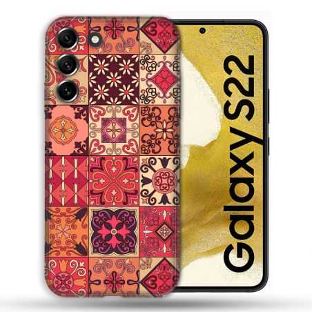 Coque Pour Samsung Galaxy S22 Texture Carreau Ciment Rouge