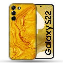 Coque Pour Samsung Galaxy S22 Texture Marbre Jaune