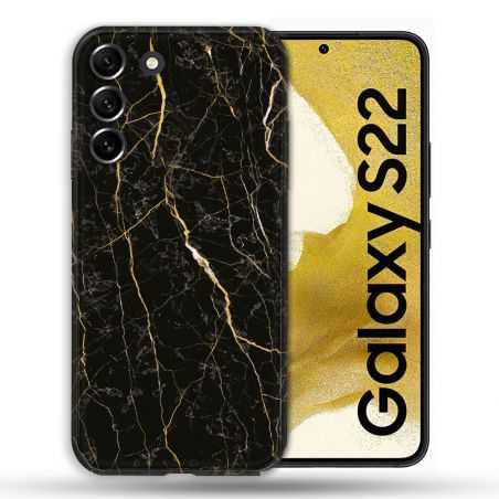 Coque Pour Samsung Galaxy S22 Texture Marbre Noir