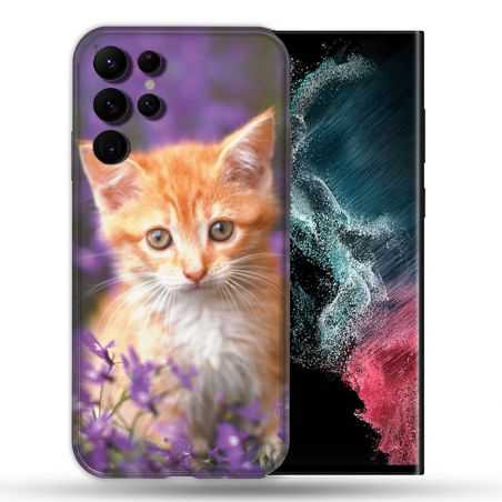 Coque Pour Samsung Galaxy S22 Ultra Animal Chat Violet