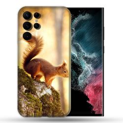 Coque Pour Samsung Galaxy S22 Ultra Animal Ecureuil Bois