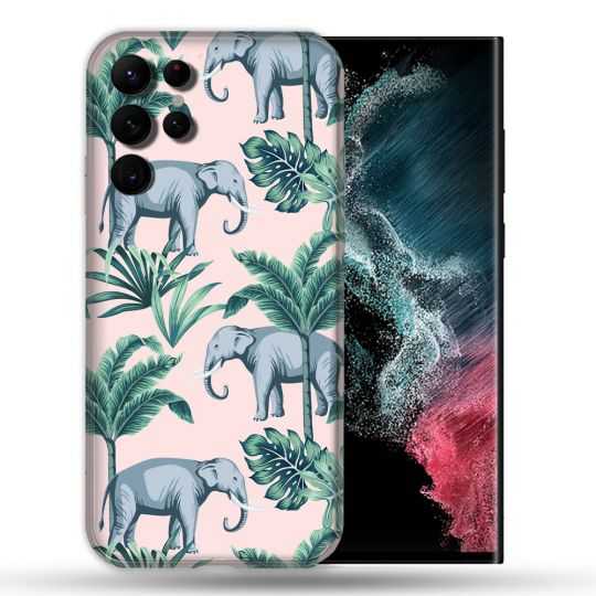 Coque Pour Samsung Galaxy S22 Ultra Animal Elephant Pattern